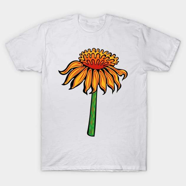 Flame Coneflower  Indigenous WAWEZHI CANADA T-Shirt by WAWEZHI